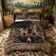 thumbnail image 1 of Castle Fairy Rustic American Flag Full Size Comforter Sets 3-Piece,Jungle Animal Bear Bedding Comforter Set,Brown Black Tan,Black Reversible,1 Comforter and 2 Pillowcases, 1 of 6