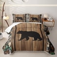 thumbnail image 1 of Castle Fairy Rustic Animal Bear Twin Quilt Set for Teens,Camouflage Lodge Autumn Leaf Twin Coverlet Set,Brown Green, 1 of 7