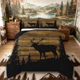 thumbnail image 1 of Castle Fairy Rustic Animal Elk Deer King Size Comforter Sets 3pcs,Vintage Cabin Comforters King Size,Brown Black Cream,Black Reversible,1 Comforter and 2 Pillowcases, 1 of 6