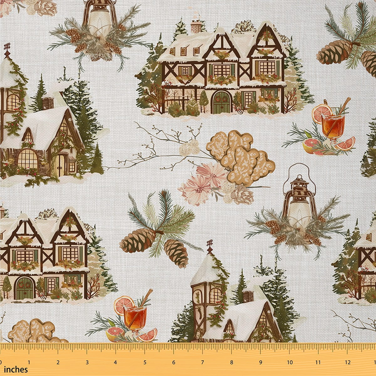 Castle Fairy Rustic Cabin Fabric by the Yard 10 Yards,Botanical Plants Room Decor Fabric by the Yard,Merry Christmas Fabric for Sewing,Super Cozy Room Decor
