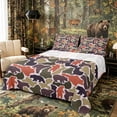 thumbnail image 1 of Castle Fairy Rustic Camo Bear Queen Size Sheets 4 Pieces,Mixed Bear Silhouette Queen Sheet Sets,Rust Red Taupe Cream,1 Fitted Sheet, 1 Flat Sheet and 2 Pillowcases, 1 of 6
