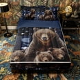 thumbnail image 1 of Castle Fairy Rustic Camouflage American Flag Zipper Full Size Comforter Sets with Fitted Sheet and 2 Pillowcases,Abstract Camo Wildlife Bears Zipper Bedding Set,Navy Blue Reversible,4pcs, 1 of 6
