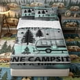 thumbnail image 1 of Castle Fairy Rustic Camping Quote Zipper Twin Comforter Sets with Fitted Sheet and 2 Pillowcases,Camper Silhouette Zipper Bedding Set,Teal Gray,4-Piece,Reversible, 1 of 6