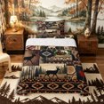 thumbnail image 1 of Castle Fairy Rustic Patchwork Western Wildlife Twin Sheets 3pcs,Aztec Plaid Cabin Pine Paw Print Bedding,Brown Red Cream,1 Fitted Sheet, 1 Flat Sheet and 1 Pillowcase, 1 of 6
