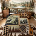 thumbnail image 1 of Castle Fairy Rustic Wood Patchwork Deer Full Size Comforter Sets 3-Piece,Pine Cone Paw Plaid Birch Bedding Comforter Set,Tan Cream Brown,Black Reversible,1 Comforter and 2 Pillowcases, 1 of 6