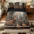 thumbnail image 1 of Castle Fairy Rustic Woodland Spotted Deer Zipper Twin Comforter Sets with Fitted Sheet and 2 Pillowcases for Teens,Natural Forest Bird Zipper Bedding Set,Brown Green,Black Reversible,4-Piece, 1 of 6