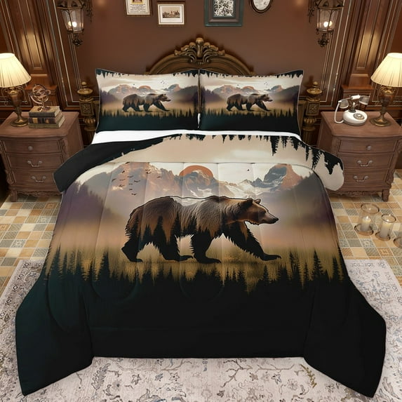 Castle Fairy 3-Piece Queen Size Comforter Set - Bear Jungle Animal Print