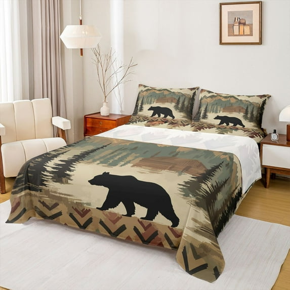 Castle Fairy Safari Bear 4pcs Bed Sheets for Boys Girls,Jungle Animal King Sheets,Retro Vintage Aesthetic Super Cozy Sheet Set,Super Cozy Room Decor