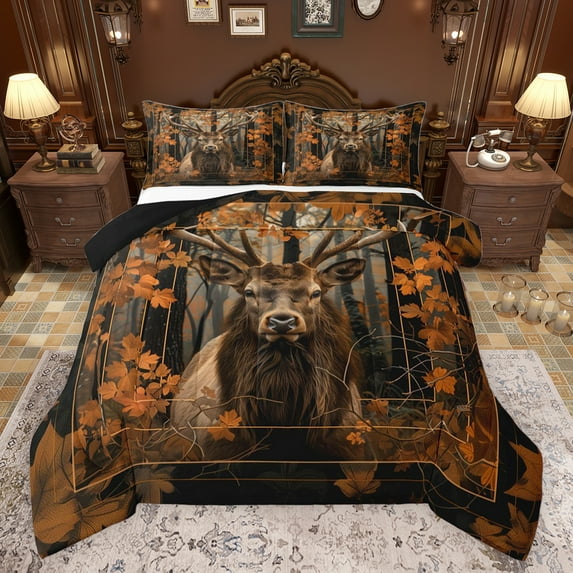 Castle Fairy 3-Piece Queen Size Comforter Set - Safari Deer Wildlife Animal Print
