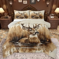 Castle Fairy Safari Deer Bedding Comforter Set 2pcs for Female Men,Jungle Animal Twin Comforter Sets Microfiber,Woodland Wildlife Breathable Bedding Set,Microfiber Bedroom Decor,Reversible