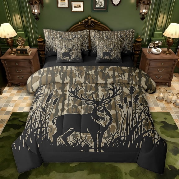Castle Fairy Safari Deer Twin Bedding Sets,Abstract Camouflage Bedding Comforter Set