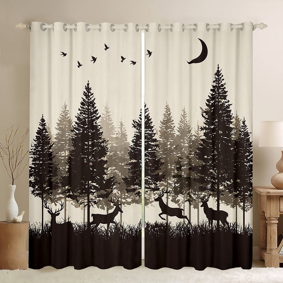 Castle Fairy Safari Deers Blackout Curtains Set of 2 (52x84 Each) for Teens,Jungle Animal Window Curtains,Woodland Wildlife Curtains and Drapes,Microfiber Bedroom Decor