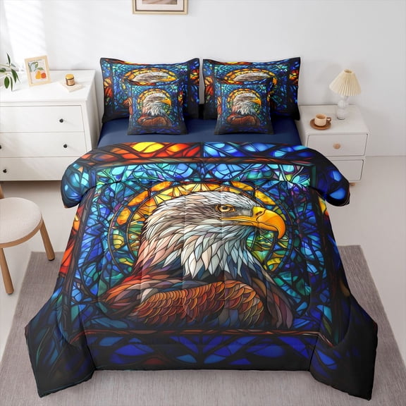 Castle Fairy Safari Eagle Bedding Comforter Set 7pcs for Boys Girls,Exotic Style Queen Bedding Sets Super Cozy,Vintage Aesthetic Queen Sheet Sets,Super Cozy Room Decor,Reversible