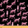 thumbnail image 1 of Castle Fairy Safari Leopard Fabric by the Yard 3 Yards, Cheetah Print Room Decor Fabric by the Yard, Woodland Wildlife Fabric for Sewing, Pink Black Room Decor, 1 of 6