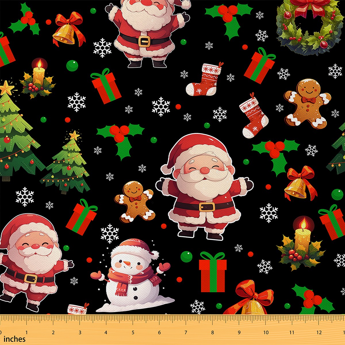 Castle Fairy Santa Claus Fabric by the Yard 2 Yards,Christmas Tree Room Decor Fabric by the Yard,Winter Snowflake Sewing Fabric,Breathable Home Decor