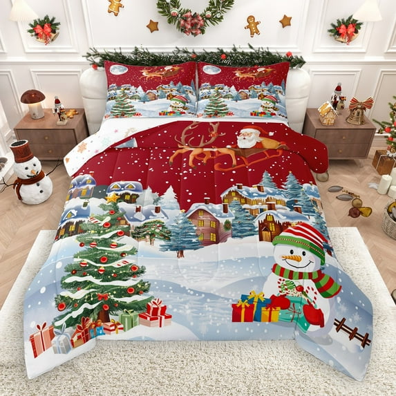 Castle Fairy 2-Piece Twin Size Comforter Set, Santa and Tree Christmas Print