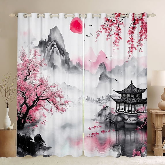 Castle Fairy Scenery Curtains Pack of 2 (42x84 Each),Japanese Style Curtains Blackout