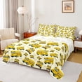 thumbnail image 1 of Castle Fairy School Bus Pattern Queen Sheet Sets 4 Pieces for Kids, Yellow Art Bed Set for Bedroom, Yellow Black, 1 of 6