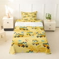 thumbnail image 1 of Castle Fairy School Bus Pattern Twin Sheet Sets 3pcs for Teens, Stationery Print Bedding for Bedroom, Yellow Blue, 1 of 6