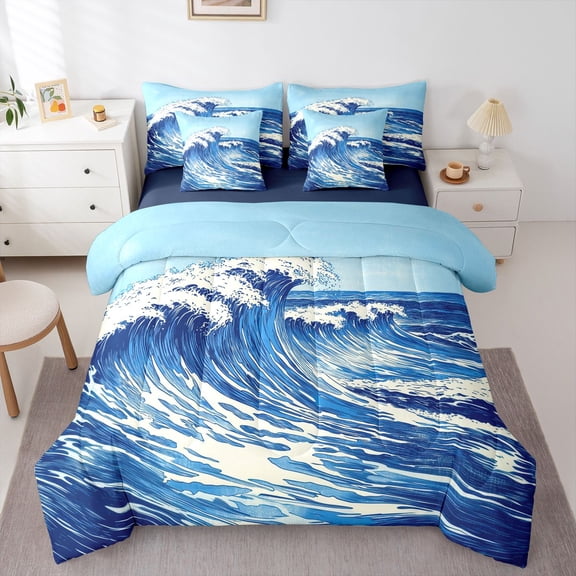 Castle Fairy Sea Waves Twin Bedding Sets,Japanese Style Bedding Comforter Set
