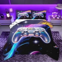 Castle Fairy Silver Cyberpunk Gamepads Twin Comforter Sets,Video Game Bedding Set