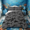 thumbnail image 1 of Castle Fairy Sketch Shark Tile Queen Comforter Set 3 Pieces,Line Great Wolf Gray Background Seamless Print Comforter Sets Queen,Charcoal Gray,Grey Reversible,1 Comforter and 2 Pillowcases, 1 of 6