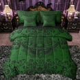 thumbnail image 1 of Castle Fairy Skull Moth Damask Bedding Comforter Set 7 Pieces for Female Men,Abstract Gothic Theme Full Bedding Set Lightweight,Bohemian Traditional Flower Fitted Sheet Flat Sheet, 1 of 8