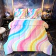 thumbnail image 1 of Castle Fairy Smooth Pastel Fluid Swirl 7-Piece Twin Bedding,Soft Gradient Ribbon Abstract Tile Bedding Comforter Set,Pink Sky,Reversible, 1 of 7