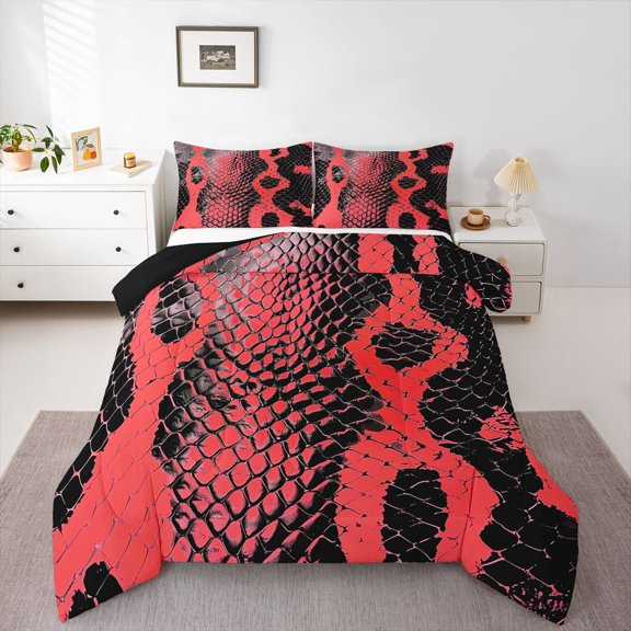 Castle Fairy Snake Print Queen Comforter Set,Gothic Animal Print Bedding Comforter Set