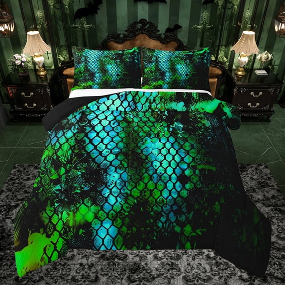 Castle Fairy Snake Print Twin Comforter Sets,Abstract Gradient Animal Print Bedding Set