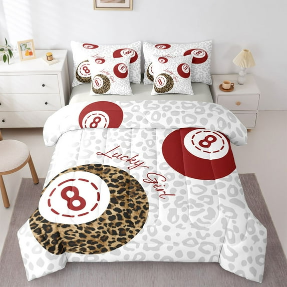 Castle Fairy Snooker Billiards Bedding Comforter Set,Cheetah Print Queen Bedding Sets