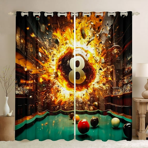 Castle Fairy Snooker Billiards Black Out Curtains,Abstract Curtains Pack of 2 (42x63 Each)