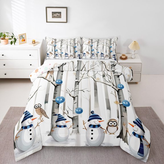 Castle Fairy Twin Size 2-Piece Snowman Owl Tree Branches Comforter Set