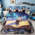 thumbnail image 1 of Castle Fairy Snowy Train Twin Bedding Sets 7-Piece for Children, Open Book Bedding Comforter Set for Bedroom, Gold and Blue,Navy Blue Reversible, 1 of 7
