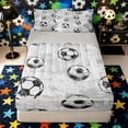 thumbnail image 1 of Castle Fairy Soccer Ball Print Zipper Full Size Comforter Sets with Fitted Sheet and 2 Pillowcases, Sport Theme Zipper Bedding Set, White Black Gray,4pcs,Grey Reversible, 1 of 6