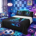 thumbnail image 1 of Castle Fairy Soccer Gamer Queen Sheets 4 Pieces, Neon Blue Green Queen Sheet Sets,1 Fitted Sheet, 1 Flat Sheet and 2 Pillowcases, 1 of 6