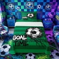 thumbnail image 1 of Castle Fairy Soccer Graffiti Splash Twin Sheets 3pcs, Vintage Geometric Stripes Bedding, Green Black White,1 Fitted Sheet, 1 Flat Sheet and 1 Pillowcase, 1 of 6