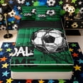 thumbnail image 1 of Castle Fairy Soccer Graffiti Splash Zipper Twin Comforter Sets with Fitted Sheet and 2 Pillowcases, Vintage Geometric Stripes Zipper Bedding Set, Green Black White,4-Piece,Black Reversible, 1 of 6