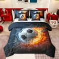 thumbnail image 1 of Castle Fairy Soccer Print Bedding Comforter Set 7 Pieces for Boys Girls,Sport Ball Gamer Full Bedding Set Lightweight,Abstract Gradient Lightning Fitted Sheet Flat Sheet,Lightweight Room Decor, 1 of 8