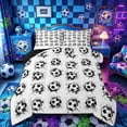 thumbnail image 1 of Castle Fairy Soccer Print Full Size Comforter Sets 3-Piece, Graffiti Splash Bedding Comforter Set, Black White,Black Reversible,1 Comforter and 2 Pillowcases, 1 of 6