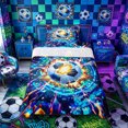 thumbnail image 1 of Castle Fairy Soccer Sport Twin Sheets 3pcs, Futuristic Cubes Bedding, Blue Orange Black,1 Fitted Sheet, 1 Flat Sheet and 1 Pillowcase, 1 of 6