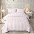thumbnail image 1 of Castle Fairy Soft Abstract Vertical Strip Bed Spread Queen 3pcs,Watercolor Linear Motif Queen Coverlet Set,White Pastel Pink,1 Quilt and 2 Pillowcases, 1 of 7