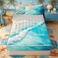 thumbnail image 1 of Castle Fairy Soft Pastel Aerial Wave Shore Zipper Queen Comforter Set with Fitted Sheet and 2 Pillowcases,Top Down Foam Sand Ocean Art Zipper Bedding Set,Mint Cream,Grey Reversible,4 Pieces, 1 of 6