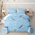 thumbnail image 1 of Castle Fairy Soft Simple Pastel Puffin Daisy Quilt Full,Tiny White Bloom Light Blue Repeat Pattern Full Bedspread Sets,Sky White, 1 of 7