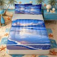 thumbnail image 1 of Castle Fairy Soft Sunrise Mirror Shore Zipper Queen Comforter Set with Fitted Sheet and 2 Pillowcases,Pastel Cloud Calm Ocean Seascape Zipper Bedding Set,Lavender Sky,Grey Reversible,4 Pieces, 1 of 6