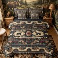 thumbnail image 1 of Castle Fairy Southwest Tribal Bear King Bedding 7pcs,Geometric Pine King Bed in a Bag,Beige Maroon Green,Black Reversible, 1 of 7
