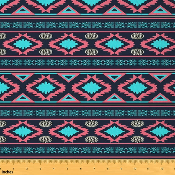 Castle Fairy Southwestern Aztec Fabric by the Yard 2 Yard,Bohemian Geometric Sewing Fabric,Exotic Style Home Decor Fabric by the Yard,Ultra Soft Tribal Home Decor