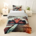 thumbnail image 1 of Castle Fairy Speed F1 Race Car Twin Bedding for Boys, Racetrack Formula 1 Duvet Cover Set for Bedroom, Red Grey,Grey Reversible,2pcs,No Comforter, 1 of 6