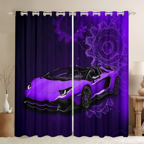 Castle Fairy Speed Race Car Black Out Curtains,Sport Curtains Pack of 2 (42x63 Each)