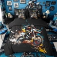 thumbnail image 1 of Castle Fairy Splash Motocross Bedding Comforter Set 7-Piece for Teens, Muddy Trail Jump King Bedding Sets for Kids Bedroom, Black Orange,Black Reversible, 1 of 7